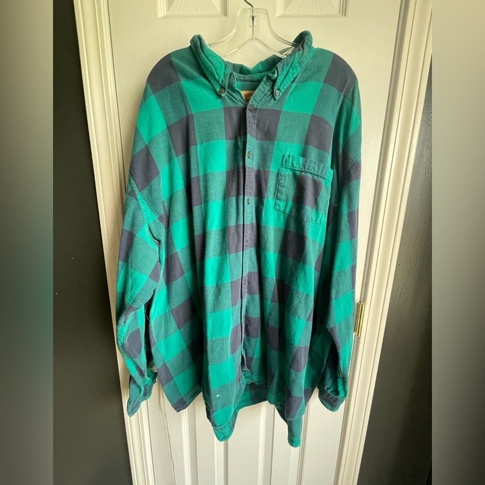 The Foundry Supply Co. Teal and Navy Plaid Shirt